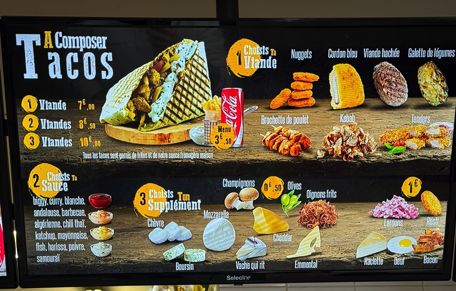 Menu Tacos O'déli